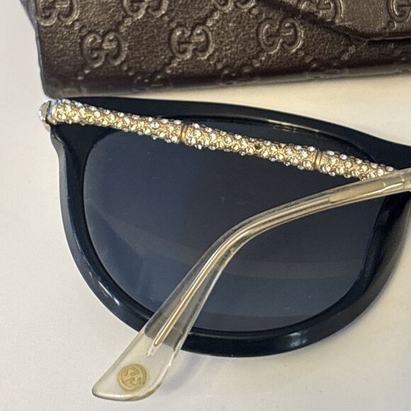 Gucci Crystal Bamboo Cat Eye Sunglasses Polarized Italy Black GG 3771 main image 7